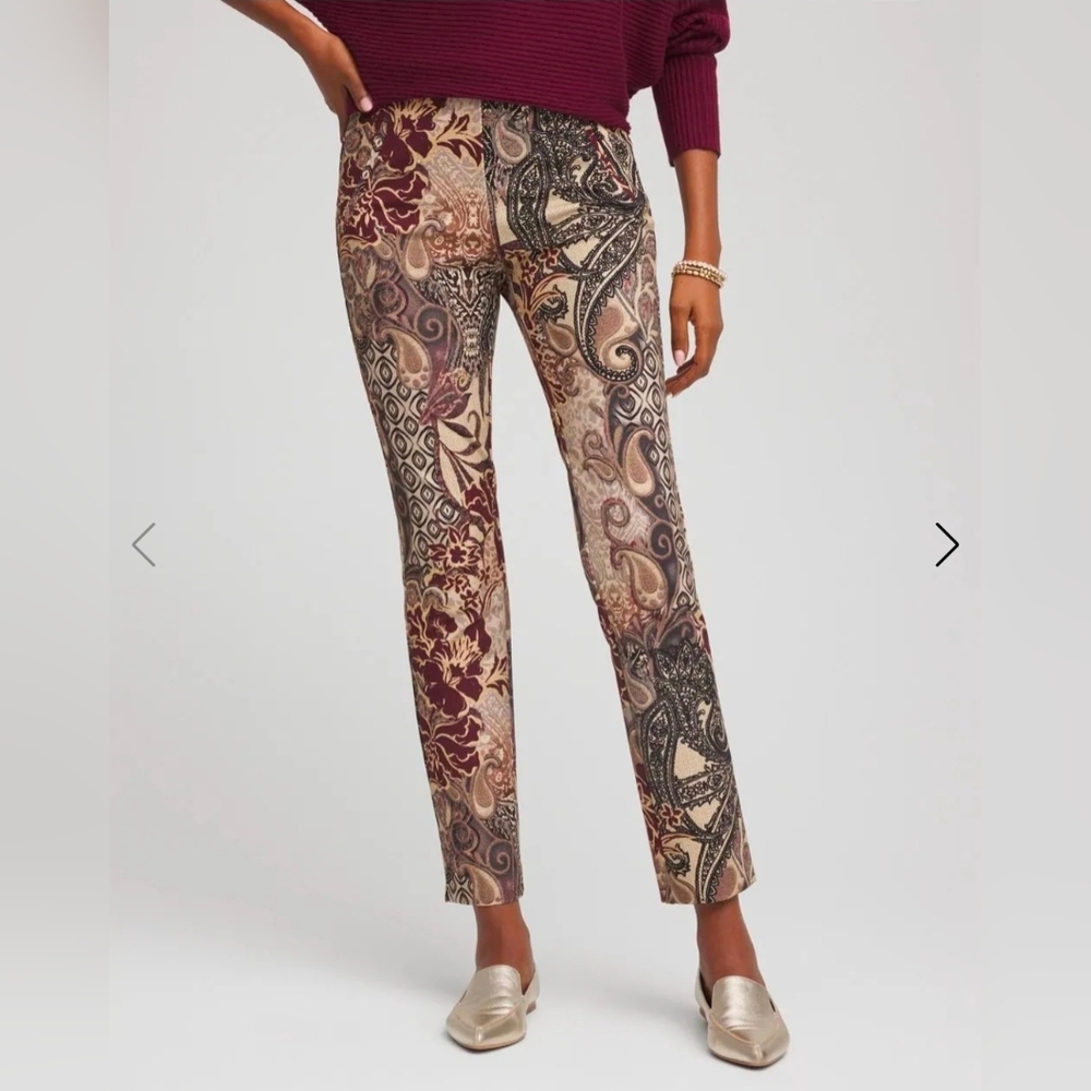 Chico's Artisan Patchwork Juliet Slim Ankle Pants, 1.5 (10)